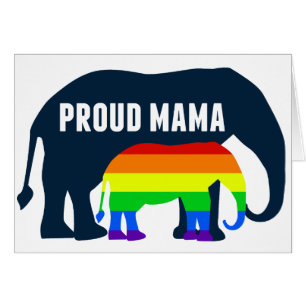 Gay Pride Mom Proud Mama Elephant Rainbow LGBTQ Cards
