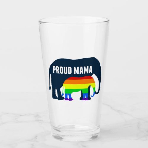 Gay Pride Mom Proud Mama Elephant Rainbow LGBTQ Glass