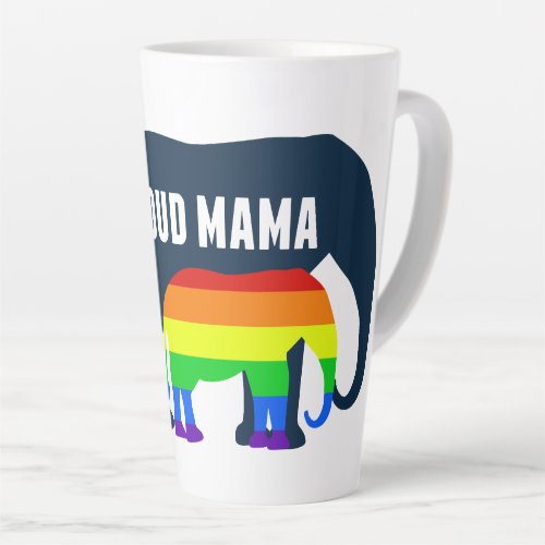 Gay Pride Mom Proud Mama Elephant Rainbow LGBTQ Latte Mug