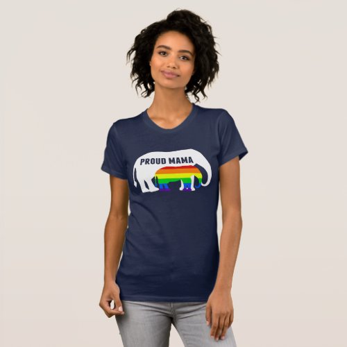 Gay Pride Mom Proud Mama Elephant Rainbow LGBTQ T_Shirt