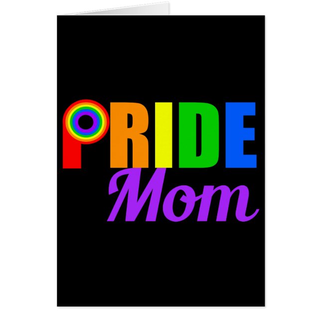 Gay Pride Mom Rainbow Text LGBTQ Card (Front)