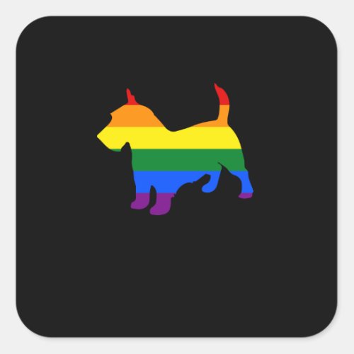 Gay Pride Mom Scottish Terrier Rainbow Pride Flag Square Sticker