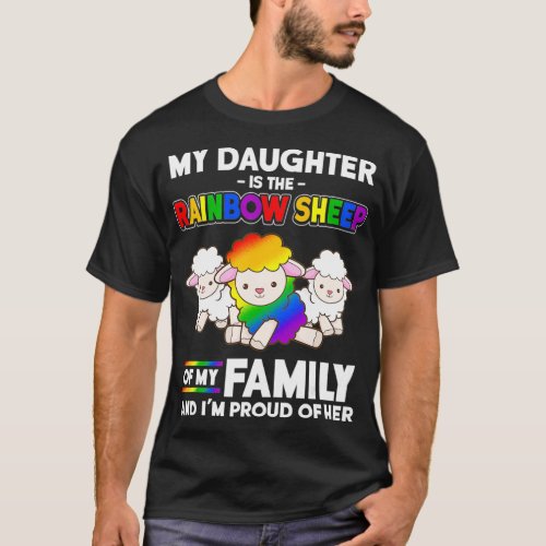 Gay Pride Month Mom My Daughter Is Rainbow Sheep T_Shirt