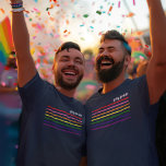 Gay Pride Month Navy LGBTQ Rainbow Mens T-Shirt<br><div class="desc">Celebrate Pride Month and show your support for the LGBTQ community with this simple and sleek modern rainbow colored "gay pride" navy blue sleeveless tank top style shirt design with white script text and vibrant rainbow stripes.</div>