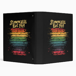 Gay Pride Month Rainbow Flag Stone wall Riot 1969  3 Ring Binder