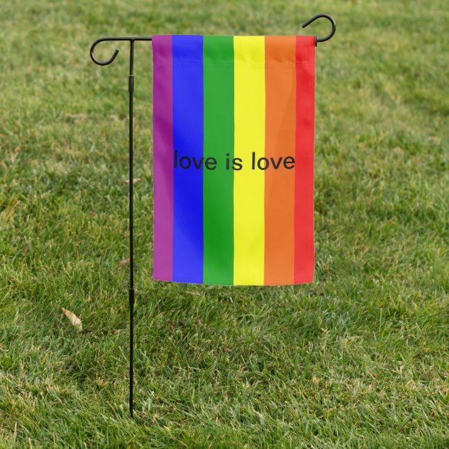 Gay Pride month RAINBOW love is love   Garden Flag (In SItu)