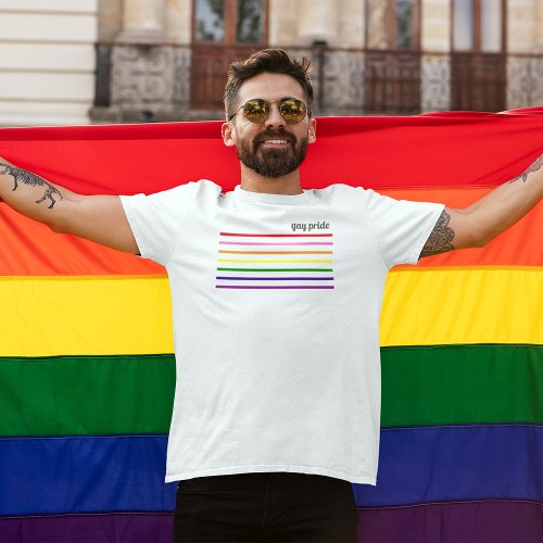 Gay Pride Month White LGBTQ Rainbow Mens T_Shirt