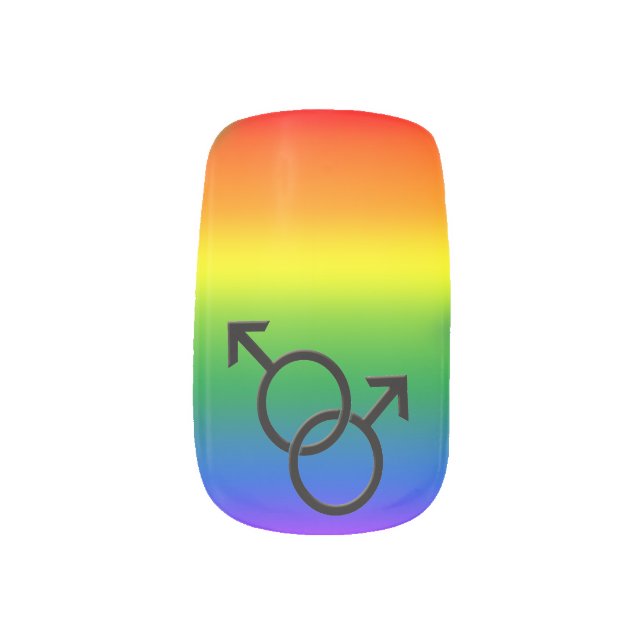 Gay Pride Nails Rainbow Love Fingernail Minx Nail Wraps (Left Thumb)