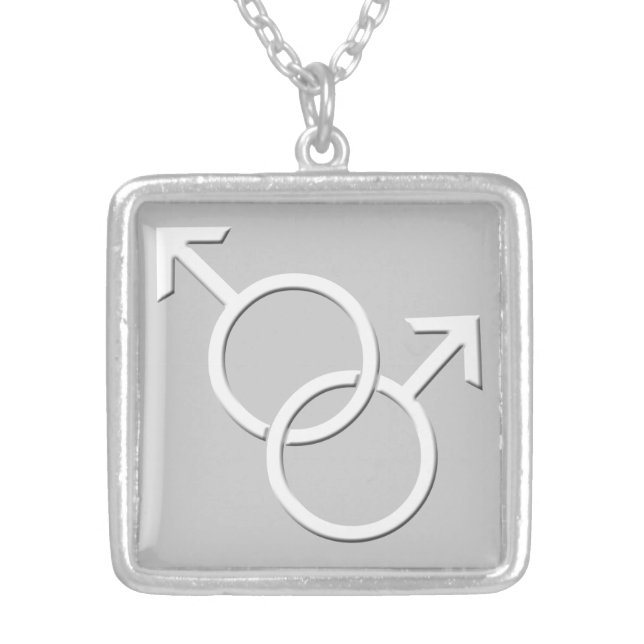 Gay Pride Necklace Men's Same-Sex Love Jewelry (Front)