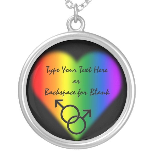 Gay Pride Necklace Personalized Rainbow Love Gift (Front)
