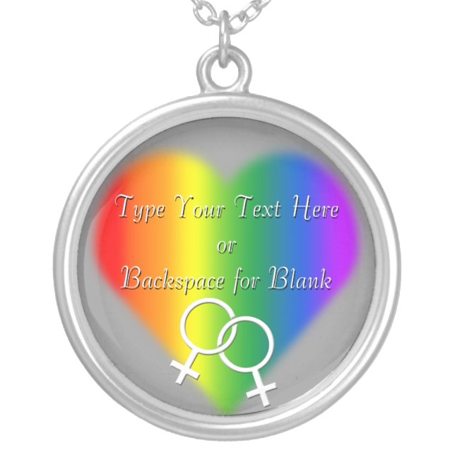 Gay Pride Necklace Personalized Rainbow Love Gift (Front)