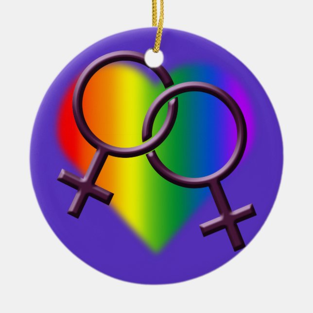 Gay Pride Ornament Personalized Lesbian Love Gifts (Front)