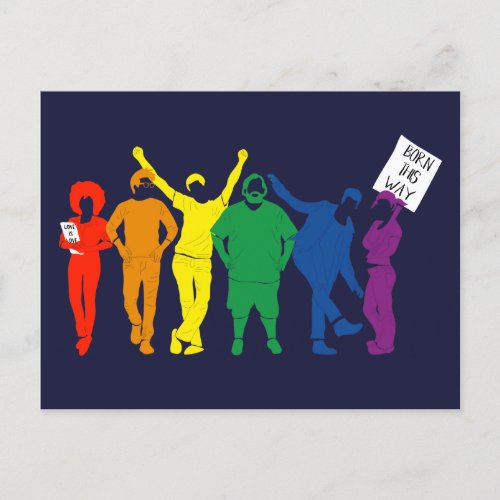 Gay Pride Parade Rainbow Colored People Postcard
