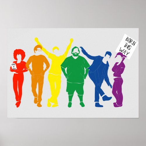 Gay Pride Parade Rainbow Colored People Poster
