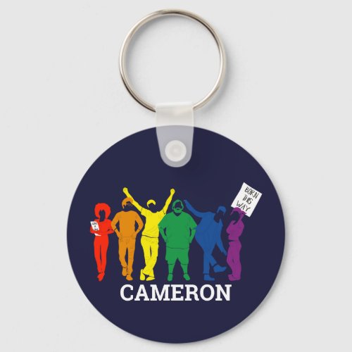 Gay Pride Parade Rainbow People Personalized Keychain