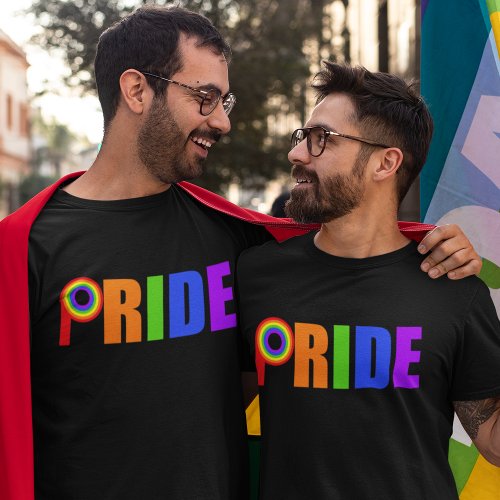 Gay Pride Parade Simple Bold Rainbow Letters T_Shirt
