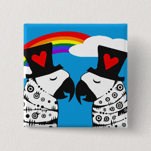 Gay Pride Parrots with Rainbow Button