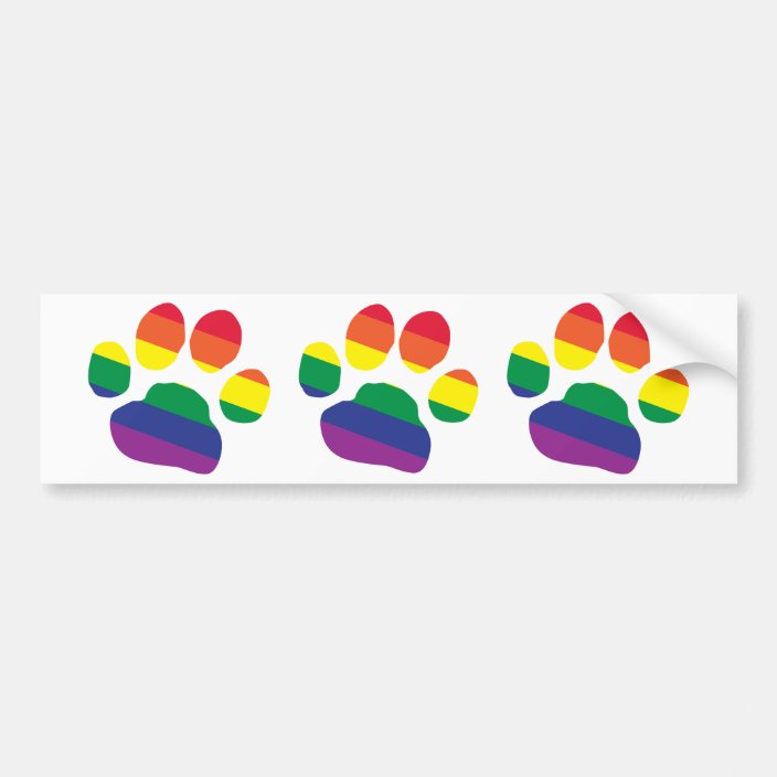 Gay Pride Paw Print Bumper Sticker 