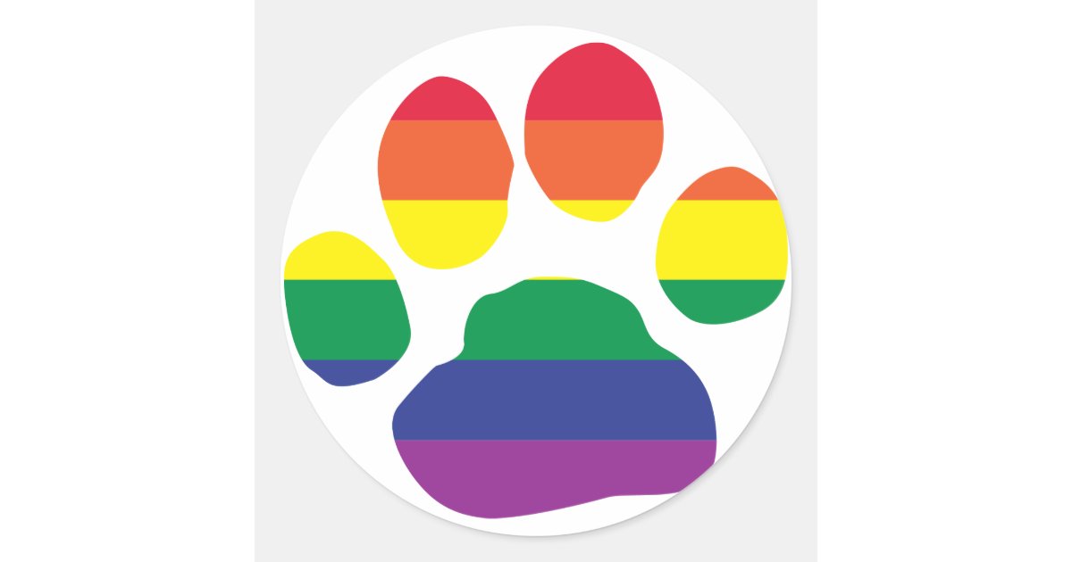 Gay Pride Paw Print Classic Round Sticker | Zazzle