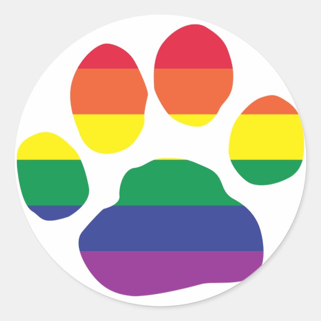 Gay Pride Paw Print Classic Round Sticker (Front)