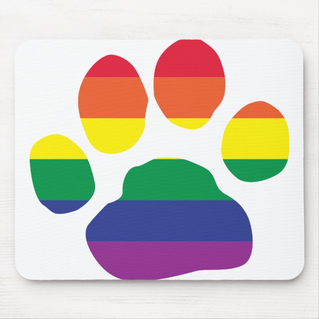 Gay Pride Paw Print Mouse Pad (Front)