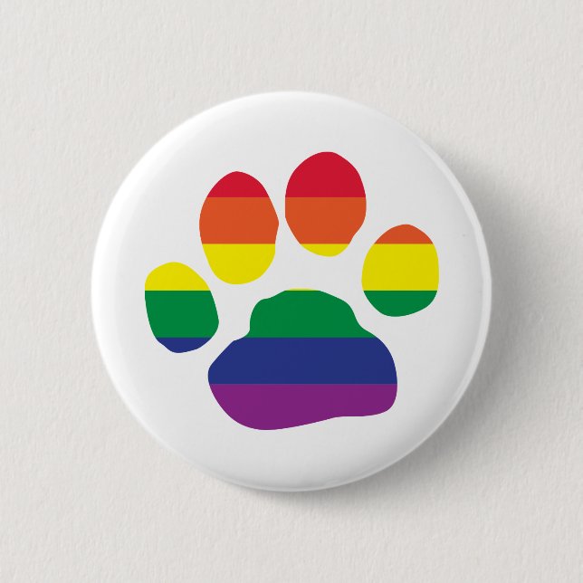 Gay-Pride-Paw-Print Pinback Button (Front)