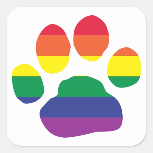 Gay_Pride_Paw_Print Square Sticker