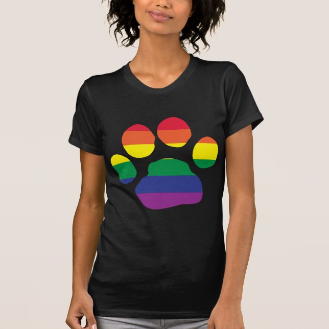 Gay Pride Paw Print T-Shirt (Front)