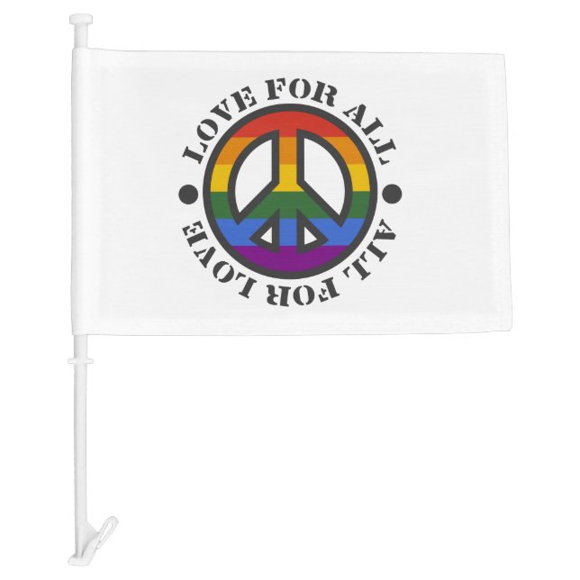 Gay Pride - Peace Sign Love For All Car Flag (Front)