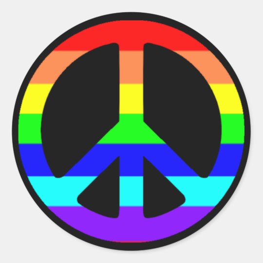 Gay Pride Peace Symbol Stickers (Text Optional) .