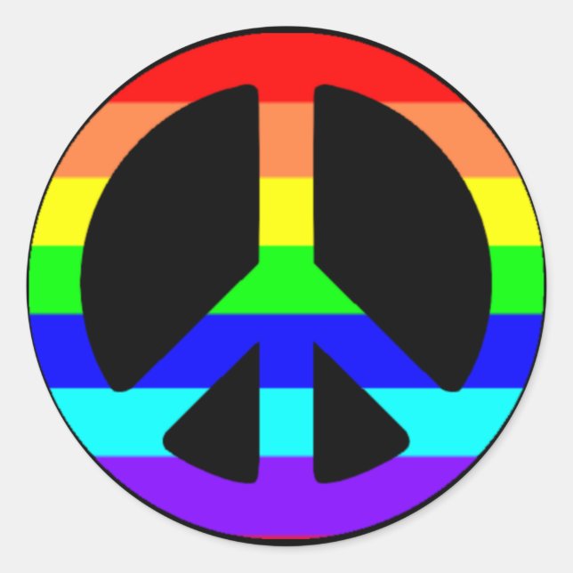 Gay Pride Peace Symbol Stickers (Text Optional) (Front)