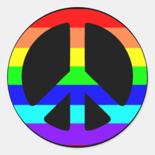 Gay Pride Peace Symbol Stickers (Text Optional)