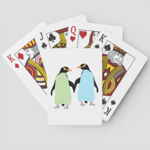 Gay Pride Penguins Holding Hands Poker Cards