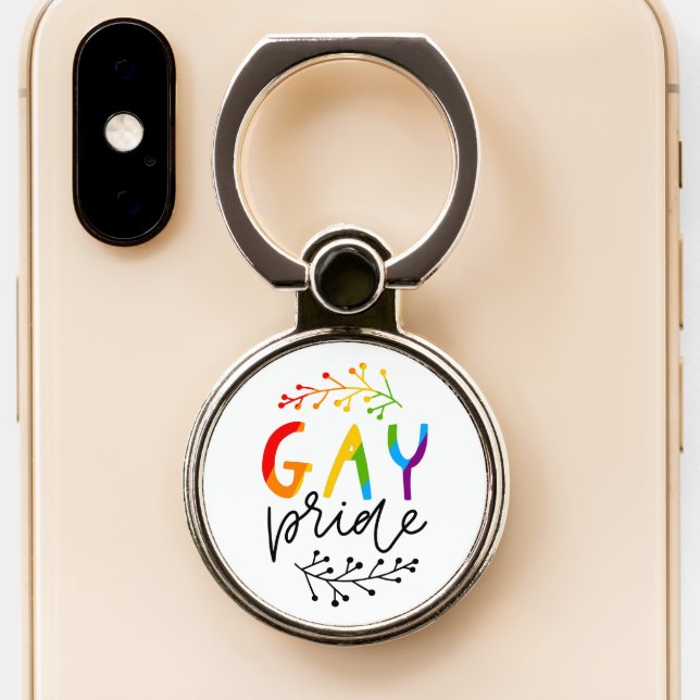 Gay Pride Phone Ring Stand (Close Up)