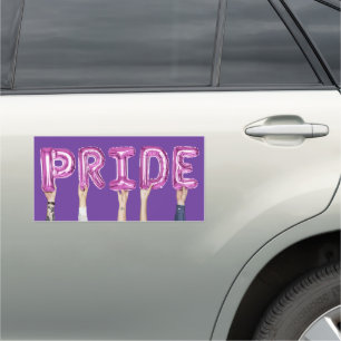 Gay Pride Pink Balloon Text Car Magnet