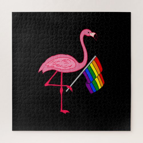 Gay Pride Pink Flamingo LGBT Pride Month Gifts Jigsaw Puzzle