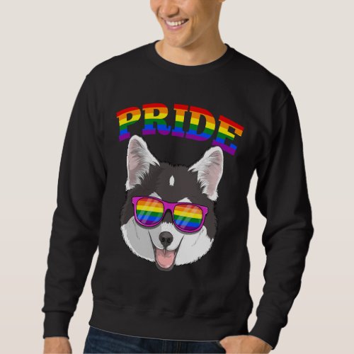 Gay Pride Pomsky Dog Husky Mixed Pomeranian With L Sweatshirt