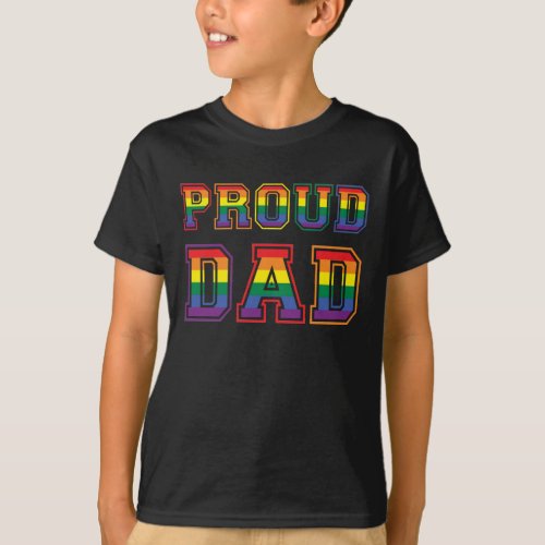 Gay Pride Proud Dad LGBT Parent Father Day Rainbow T_Shirt