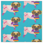 Gay Pride Pugs - Yellow Glasses Fabric