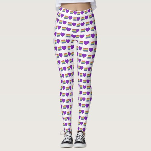 Gay Pride Purple Heart Rainbow Wedding Cake Love Leggings