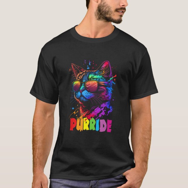 Gay Pride Purride  Cat LGBT Pride Month Equality T-Shirt (Front)