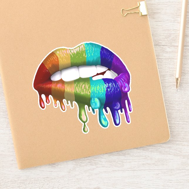 Gay Pride Rainbow Biting Lips  Sticker (Notebook)