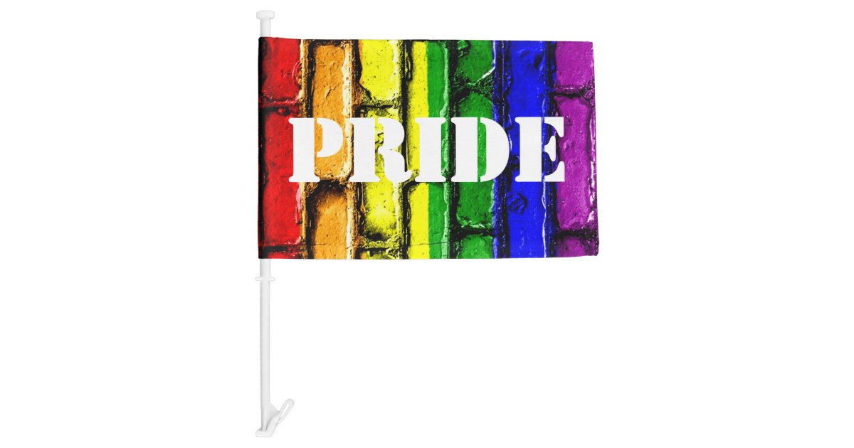 Gay PRIDE Rainbow Brick Car Flag | Zazzle