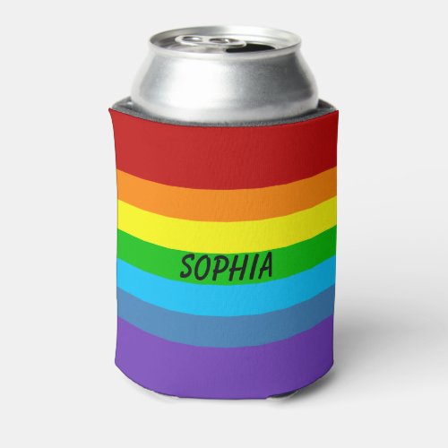 Gay Pride Rainbow Can or Bottle Holder Custom Name Can Cooler