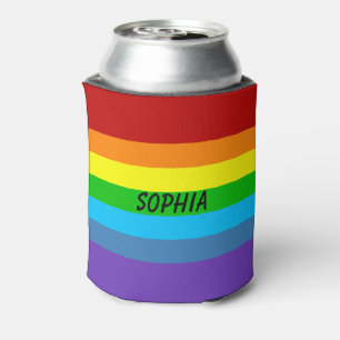 Gay Pride Rainbow Can or Bottle Holder Custom Name Cooler
