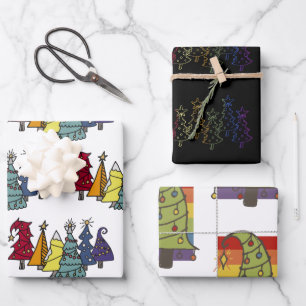 Gay Pride Rainbow Christmas Tree Pattern Wrapping Paper Sheets
