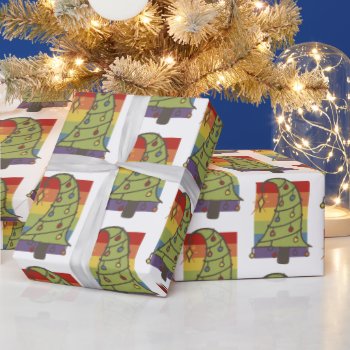 Gay Pride Rainbow Christmas Tree Wrapping Paper by Neurotic_Designs at Zazzle