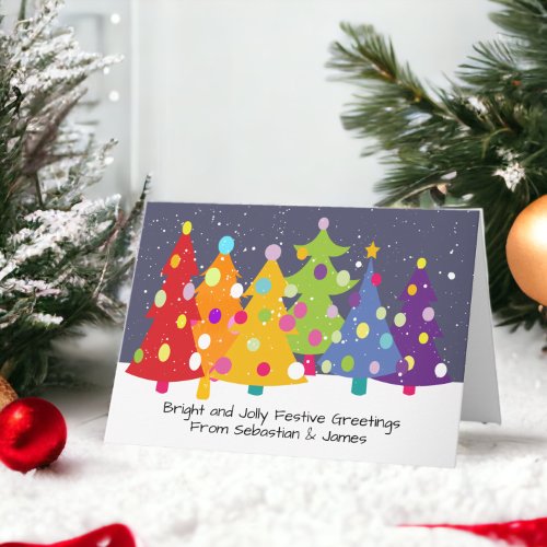 Gay Pride Rainbow Christmas Trees LGBT Holiday Card