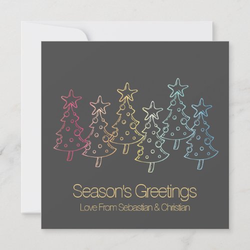 Gay Pride Rainbow Christmas Trees Personalized Holiday Card
