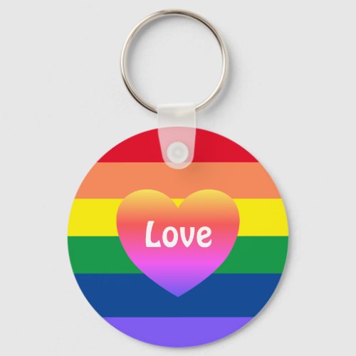 Gay Pride Rainbow Colorful Heart LGBTQ keychain